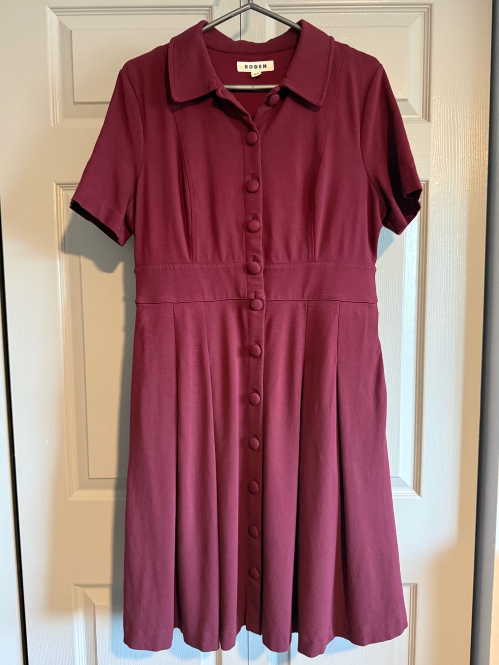 Boden Button-Front Dress in Deep Wine 10 L